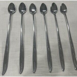 Vintage Gracious Wheat Stainless Long Spoons Ice Tea Cocktails Japan Set Of 6